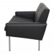 Hans Wegner 2.pers Airport sofa reupholstered with black bizon leather