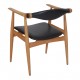 Hans J Wegner CH-34 oak and black leather chair