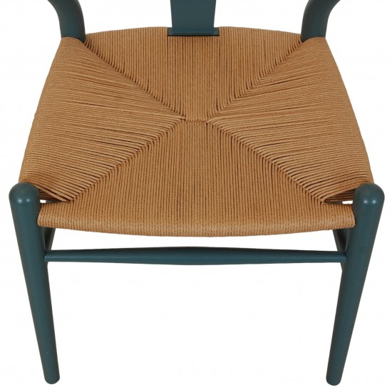 Hans Wegner Wishbone chair in blue lacquered oak