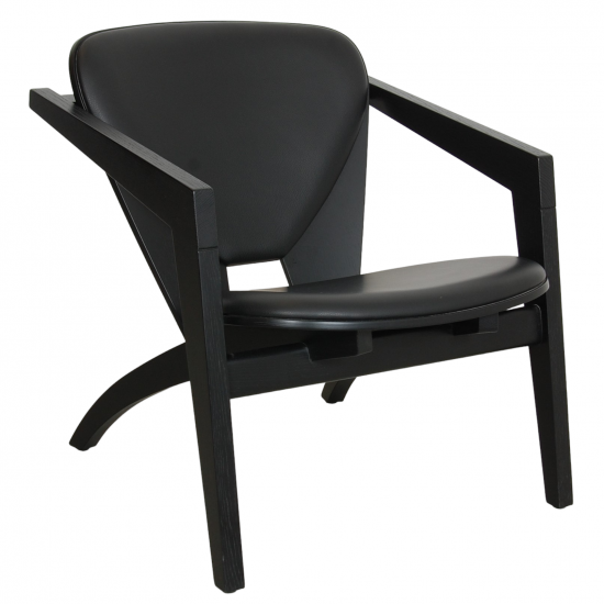Hans Wegner Butterfly chair with black frame and leather
