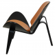 Hans Wegner black Shell chair CH07, in cognac leather