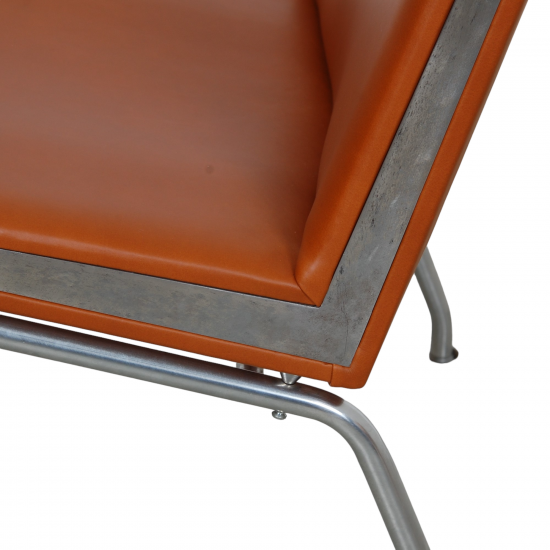 Hans Wegner AP-40 lounge chair reupholstered in walnut anilin leather