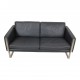 Hans Wegner CH-102 2-seater sofa in gray patinated leather