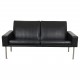 Hans Wegner 2.seater GE-34/2 sofa in patinated black leather