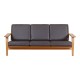 Hans J Wegner Ge-290 3pers sofa nypolstret i brunt bizon læder