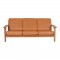 Hans J Wegner 3pers sofa, GE 290, nypolstret i cognac anilin læder