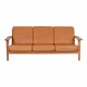 Hans J Wegner 3pers sofa, GE 290, newly upholstered with cognac aniline leather