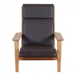 Hans J Wegner Ge-290a lænestol nypolstret i brunt bizon læder