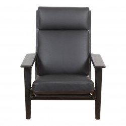 Hans J Wegner Ge-290a lænestol nypolstret i sort bizon læder