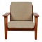 Hans Wegner GE-290 lænestol af valnød og beige stof