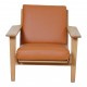 Hans J Wegner GE-290 chair with newly upholstered cognac bison cushions