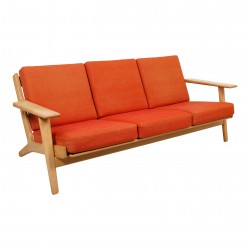 Hans Wegner Ge-290 3-pers sofa med Originale orange hynder Hans Wegner Ge-290 3-pers sofa med Originale orange hynder