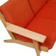 Hans Wegner Ge-290 3-seater sofa with original orange cushions