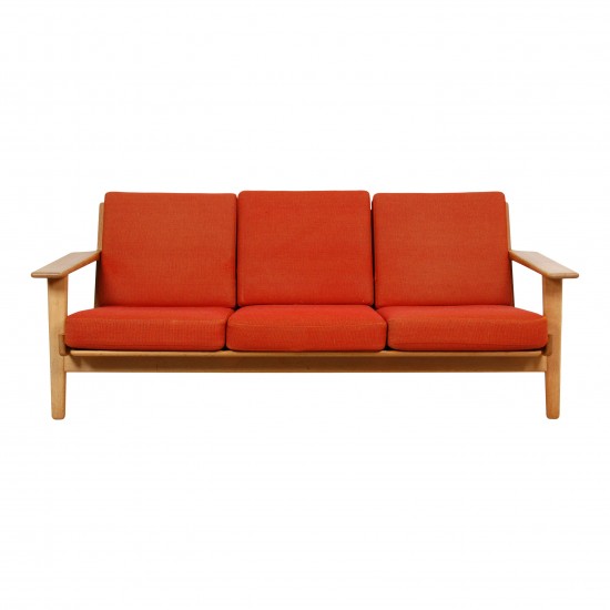 Hans Wegner Ge-290 3-seater sofa with original orange cushions