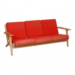Hans J Wegner Ge-290 3 pers sofa i rødt stof Hans J Wegner Ge-290 3 pers sofa i rødt stof