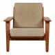 Hans Wegner GE-290 Lounge chair of lacquered nut wood, and beige fabric