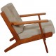 Hans Wegner GE-290 Lounge chair of lacquered nut wood, and beige fabric