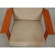 Hans Wegner GE-290 Lounge chair of lacquered nut wood, and beige fabric