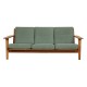 Hans Wegner GE-290 3.pers sofa af ege træ og grønt stof