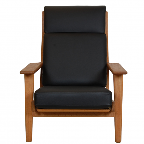 Hans Wegner GE-290a lounge chair reupholstered in black Bizon leather