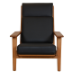 Hans Wegner GE-290a lounge chair reupholstered in black Bizon leather