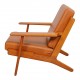 Hans Wegner Ge-290 lænestol af teak, og hynder af walnut anilin læder