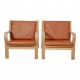 Hans J Wegner Set of GE-671 chair with oak wood, cognac aniline leather and flagline