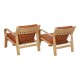 Hans J Wegner Set of GE-671 chair with oak wood, cognac aniline leather and flagline