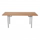 Hans J Wegner oak wood dining table model AT 318, steel legs
