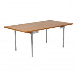 Hans J Wegner oak wood dining table model AT 318, steel legs Hans J Wegner oak wood dining table model AT 318, steel legs