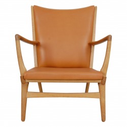Hans Wegner AP-16 stol af eg og cognac anilin læder