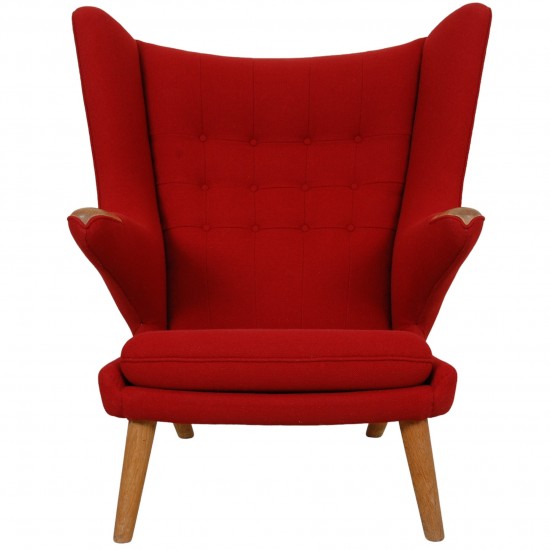 Hans Wegner Papa bear chair in red Hallingdal fabric