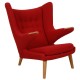 Hans Wegner Papa bear chair in red Hallingdal fabric