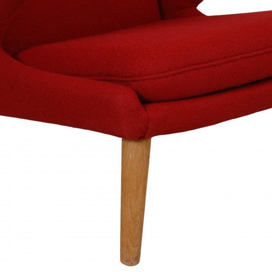 Hans Wegner Papa bear chair in red Hallingdal fabric