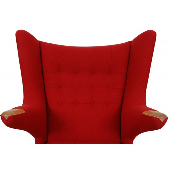 Hans Wegner Papa bear chair in red Hallingdal fabric