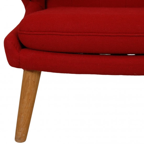 Hans Wegner Papa bear chair in red Hallingdal fabric