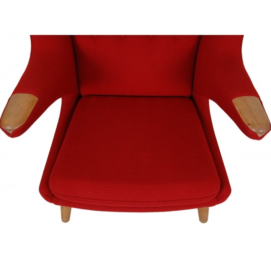 Hans Wegner Papa bear chair in red Hallingdal fabric