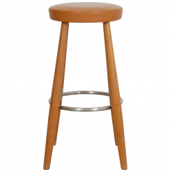 Hans Wegner CH58 barstool of walnut and cognac leather