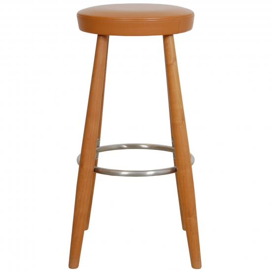 Hans Wegner CH58 barstool of walnut and cognac leather