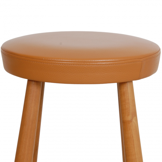 Hans Wegner CH58 barstool of walnut and cognac leather