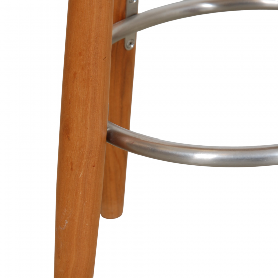 Hans Wegner CH58 barstool of walnut and cognac leather