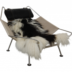 Hans Wegner Flagline stol sort læder hynde