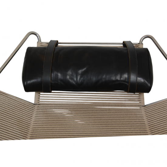Hans Wegner Flagline stol sort læder hynde