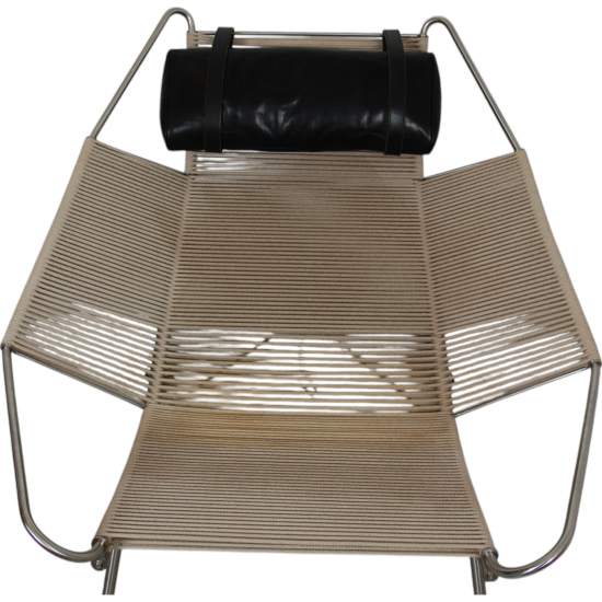 Hans Wegner Flagline stol sort læder hynde