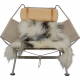 Hans Wegner Flagline stol med nakkepude af natur læder