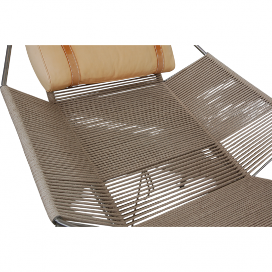 Hans Wegner Flagline stol med nakkepude af natur læder