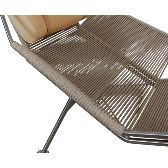 Hans Wegner Flagline stol med nakkepude af natur læder