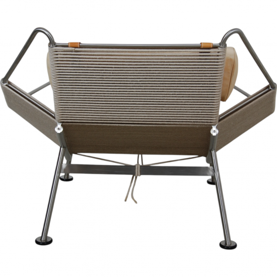 Hans Wegner Flagline stol med nakkepude af natur læder
