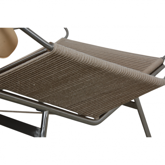Hans Wegner Flagline stol med nakkepude af natur læder