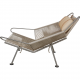 Hans Wegner Flagline stol med nakkepude af natur læder